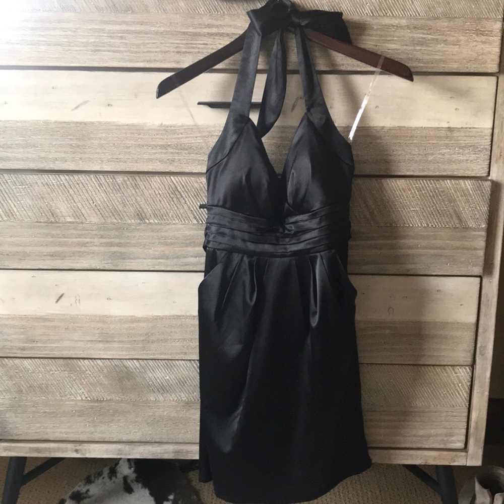 Black Silk Mini-dress - with pockets!!